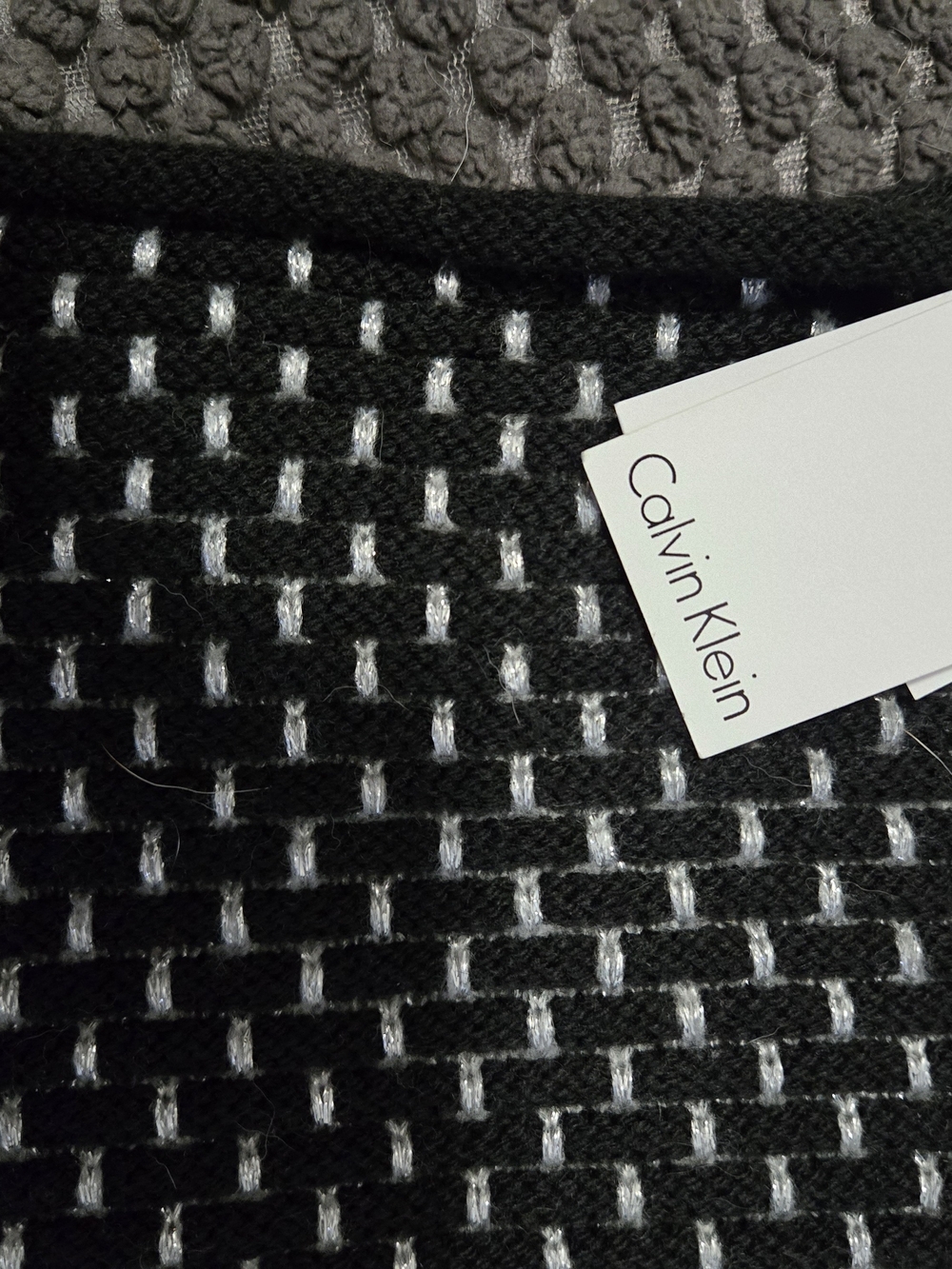 Calvin Klein Men’s Black Crewneck Sweater with White Stitching